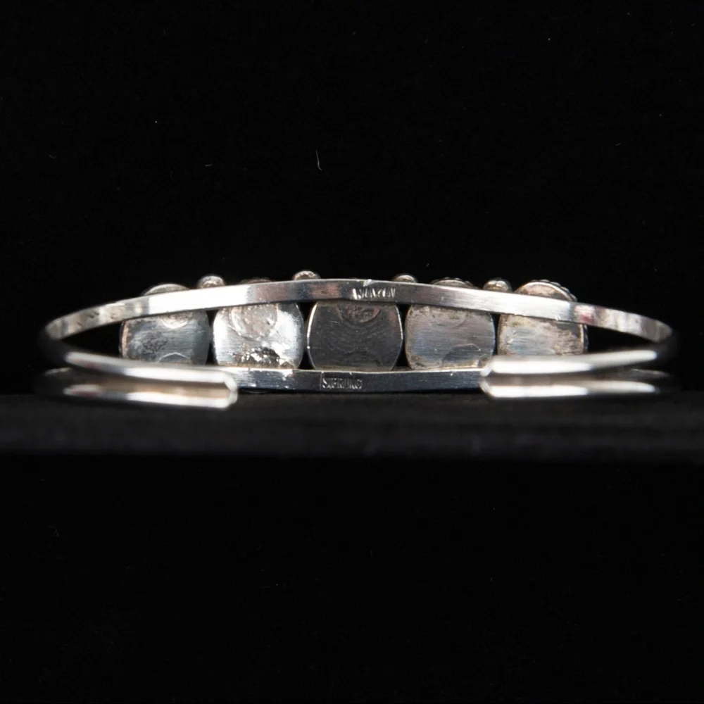 VTG Navajo Nakai Signed Stealing Silver Abalone Green Resin Cuff Bracelet - Picture 3 of 13